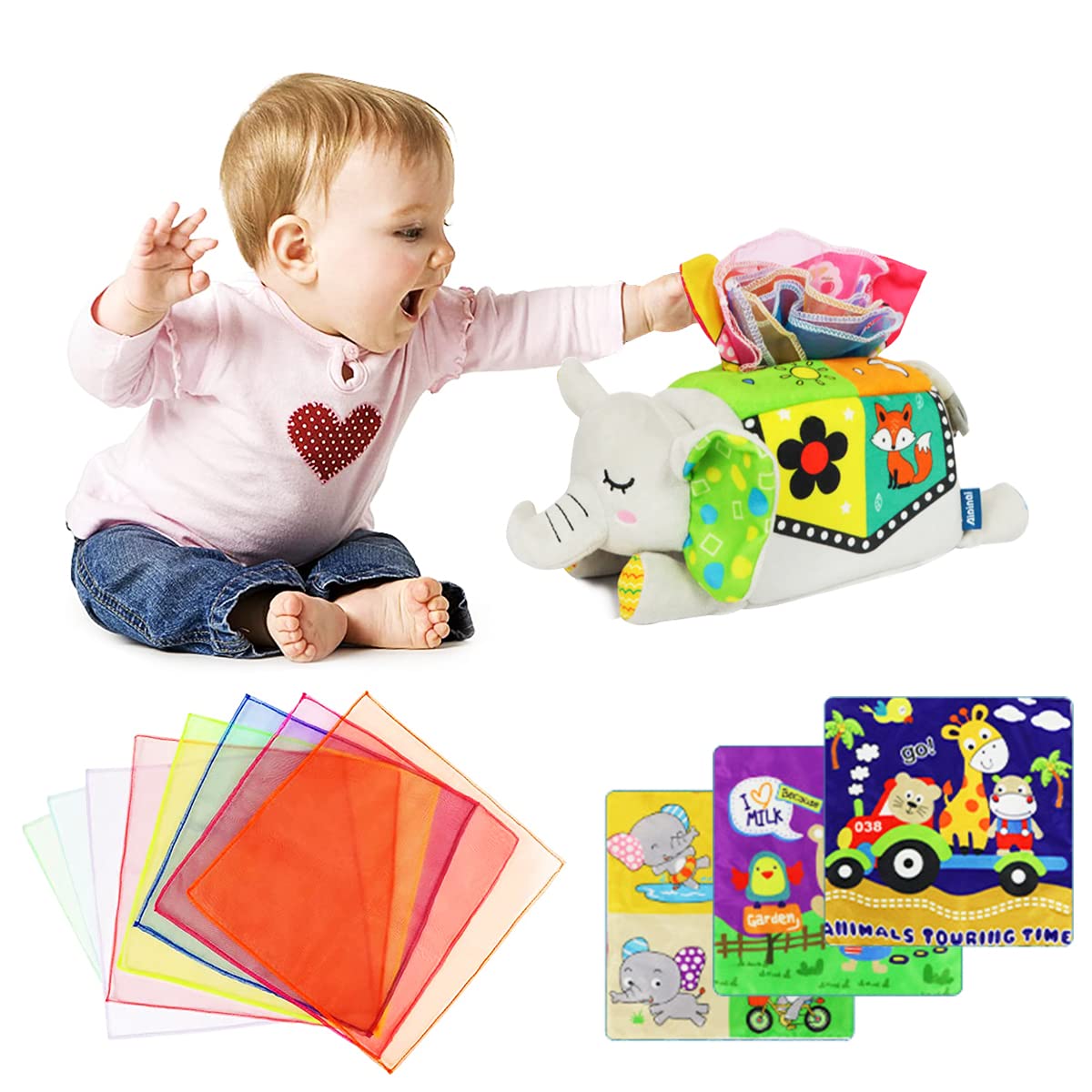 ELEPHANTBOAT Sensory Montessori Tissue Box Toys for Kids,Soft Toys for Toddler,Infants Cartoon Elephant Stuffed Toy for 1 to 4 Years ELEPHANTBOAT Sensory Montessori Tissue Box Toys for Kids,Soft Toys for Toddler,Infants Cartoon Elephant Stuffed Toy for 1 to 4 Years